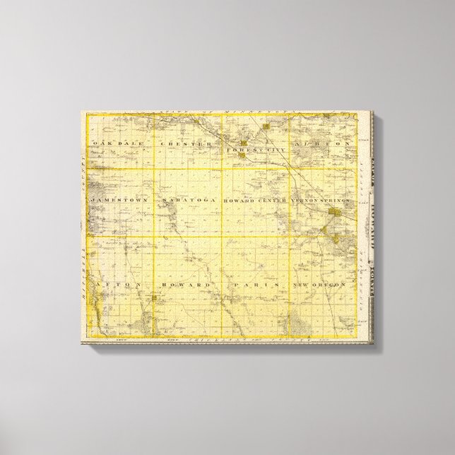 Lienzo Mapa del condado de Howard, estado de Iowa (Anverso)