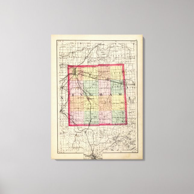 Lienzo Mapa del condado de Ingham, Michigan (Anverso)