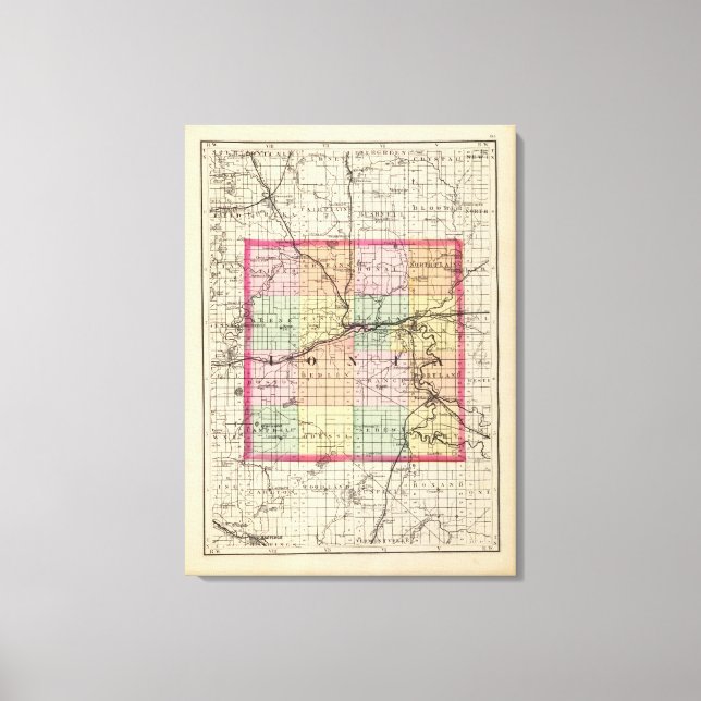 Lienzo Mapa del condado de Ionia, Michigan (Anverso)