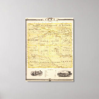 Lienzo Mapa del condado de Iowa, estado de Iowa