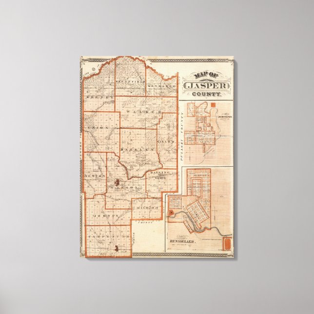 Lienzo Mapa del condado de Jasper (Anverso)