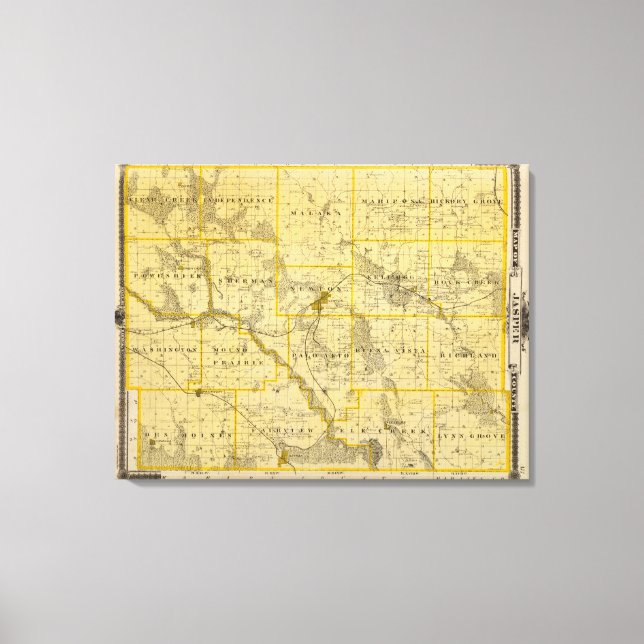 Lienzo Mapa del condado de Jasper, estado de Iowa (Anverso)