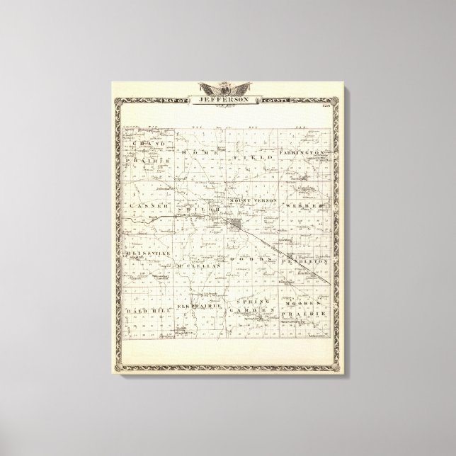 Lienzo Mapa del condado de Jefferson (Anverso)