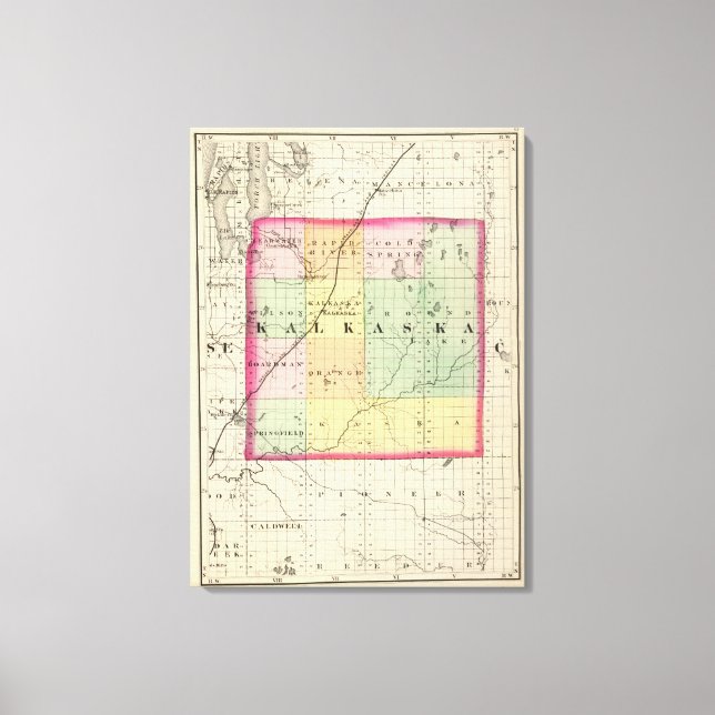 Lienzo Mapa del condado de Kalkaska, Michigan (Anverso)