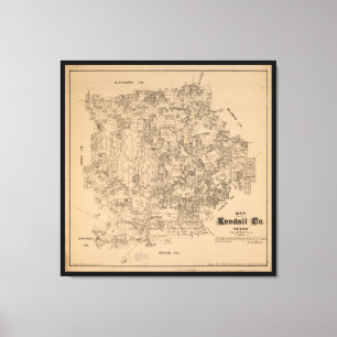 Lienzo Mapa del condado de Kendall, Tejas (1879)
