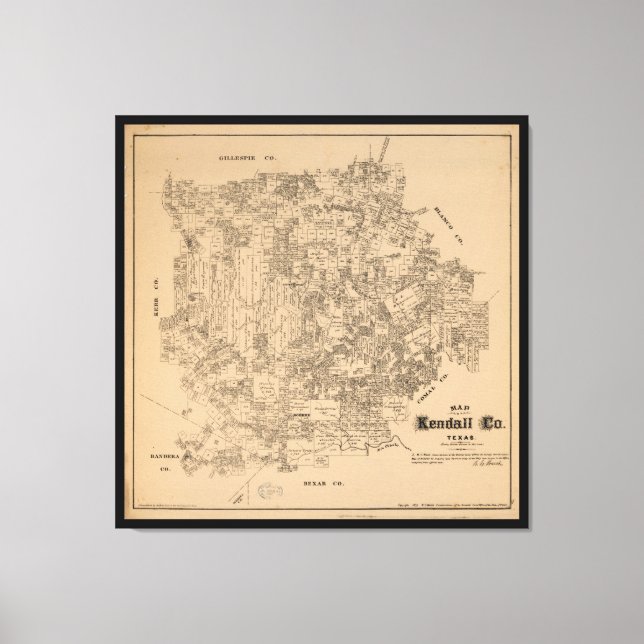 Lienzo Mapa del condado de Kendall, Texas (1879) (Anverso)