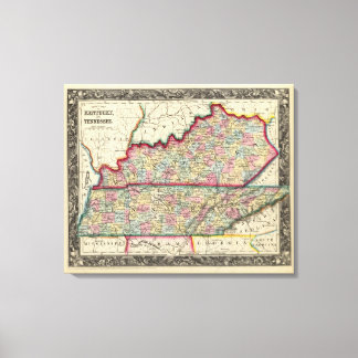 Lienzo Mapa Del Condado De Kentucky Y Tennessee