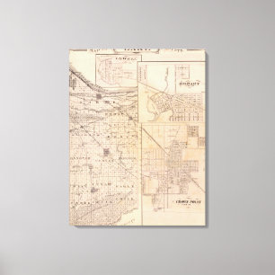 Lienzo Mapa del condado de Lake con Lowell