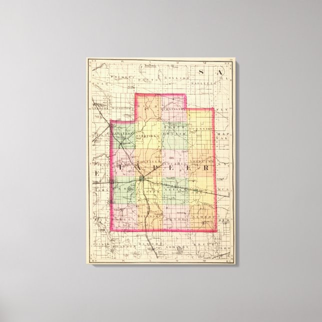Lienzo Mapa del condado de Lapeer, Michigan (Anverso)
