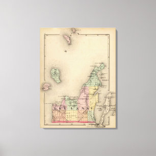 Lienzo Mapa del condado de Leelanau, Michigan