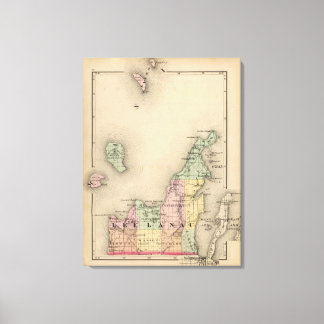 Lienzo Mapa del condado de Leelanau, Michigan