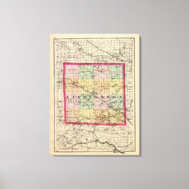 Lienzo Mapa del condado de Livingston, Michigan (Anverso)