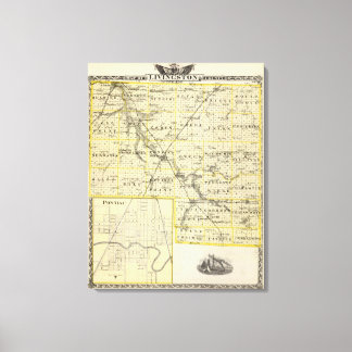 Lienzo Mapa del condado de Livingston y Pontiac