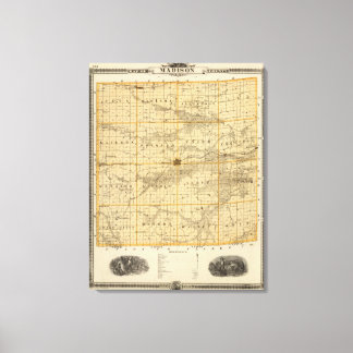 Lienzo Mapa del condado de Madison, estado de Iowa