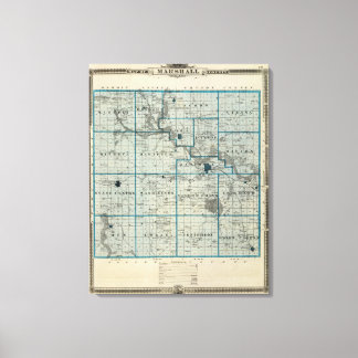 Lienzo Mapa del condado de Marshall, estado de Iowa