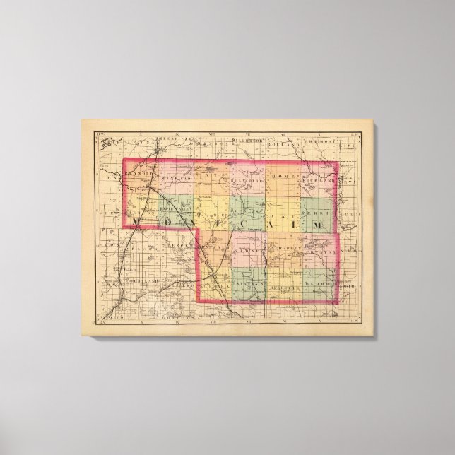 Lienzo Mapa del condado de Montcalm, Michigan (Anverso)