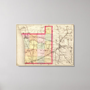 Lienzo Mapa del condado de Ottawa, Michigan