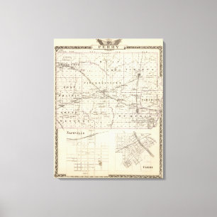 Lienzo Mapa del condado de Perry, Nashville y Carmi