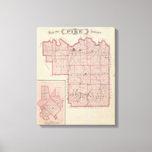 Lienzo Mapa del condado de Pike con el plan de Petersburg (Anverso)