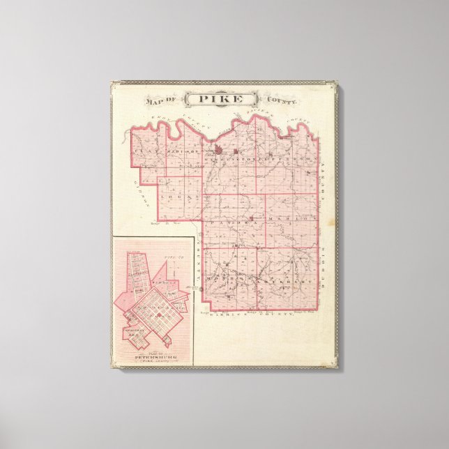 Lienzo Mapa del condado de Pike con el plan de Petersburg (Anverso)