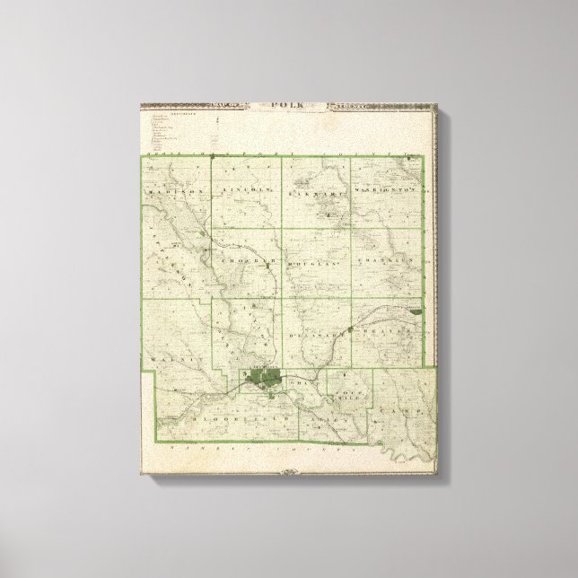 Lienzo Mapa del condado de Polk, estado de Iowa (Anverso)
