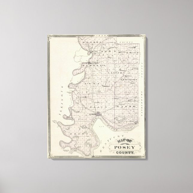 Lienzo Mapa del condado de Posey (Anverso)