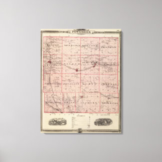 Lienzo Mapa del condado de Poweshiek, estado de Iowa