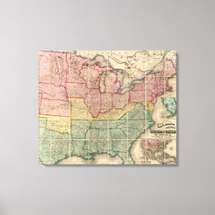 Lienzo Mapa del condado de Railroadand de Colton, Estados