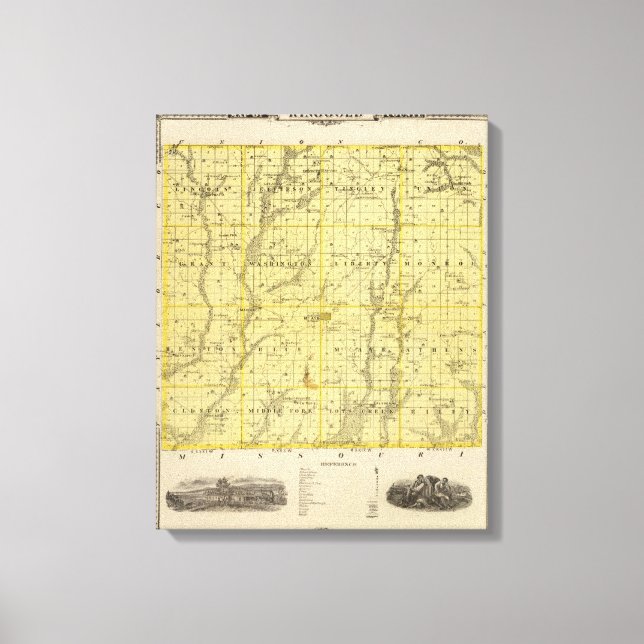Lienzo Mapa del condado de Ringgold, estado de Iowa (Anverso)