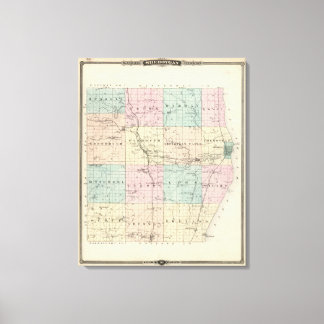 Lienzo Mapa del condado de Sheboygan, estado de Wisconsin