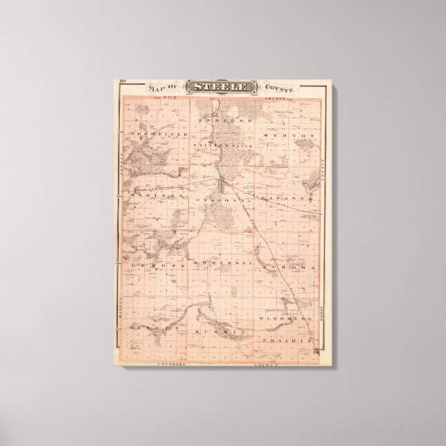 Lienzo Mapa del condado de Steele, Minnesota (Anverso)