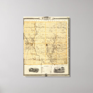 Lienzo Mapa del condado de Story, estado de Iowa