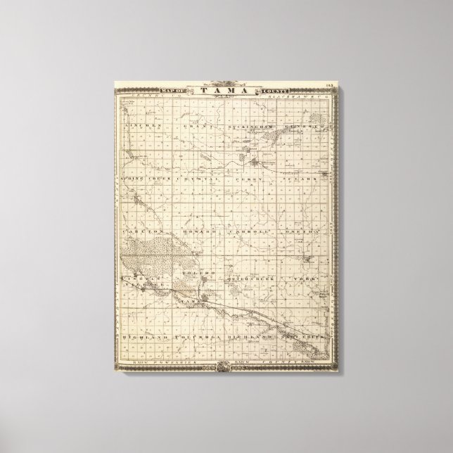 Lienzo Mapa del condado de Tama, estado de Iowa (Anverso)