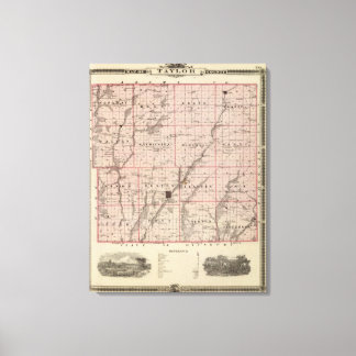 Lienzo Mapa del condado de Taylor, estado de Iowa