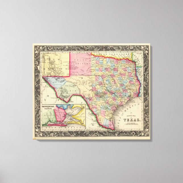 Lienzo Mapa Del Condado De Texas (Anverso)