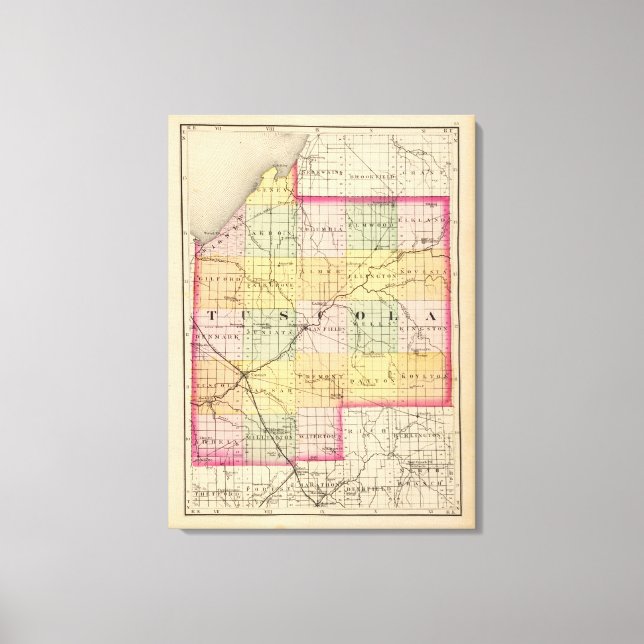 Lienzo Mapa del condado de Tuscola, Michigan (Anverso)