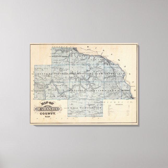 Lienzo Mapa del condado de Wabasha, Minnesota (Anverso)