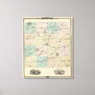 Lienzo Mapa del condado de Walworth, estado de Wisconsin