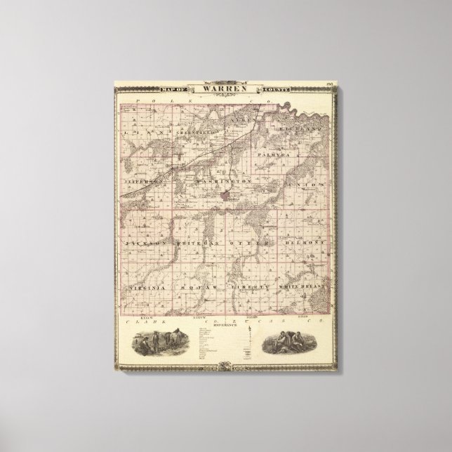 Lienzo Mapa del condado de Warren, estado de Iowa (Anverso)