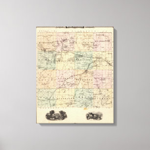 Lienzo Mapa del condado de Waukesha, estado de Wisconsin