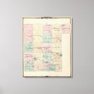 Lienzo Mapa del condado de Waupaca, estado de Wisconsin