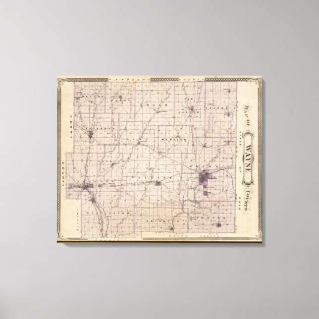 Lienzo Mapa del condado de Wayne (Anverso)