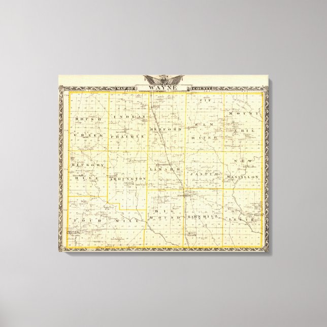 Lienzo Mapa del condado de Wayne 2 (Anverso)