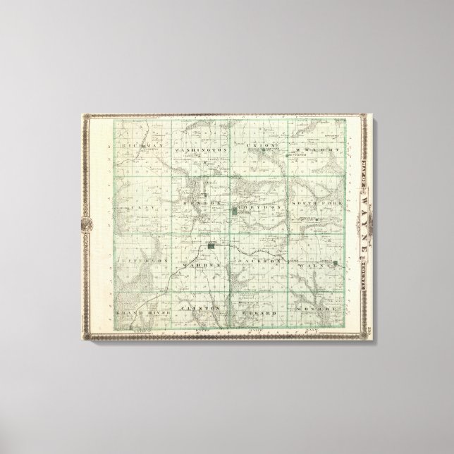 Lienzo Mapa del condado de Wayne, estado de Iowa (Anverso)