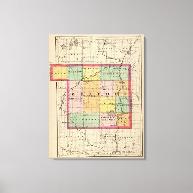 Lienzo Mapa del condado de Wexford, Michigan (Anverso)