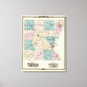Lienzo Mapa del condado de Winnebago, estado de Wisconsin