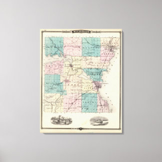 Lienzo Mapa del condado de Winnebago, estado de Wisconsin
