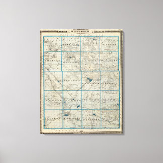 Lienzo Mapa del condado de Winneshiek, estado de Iowa