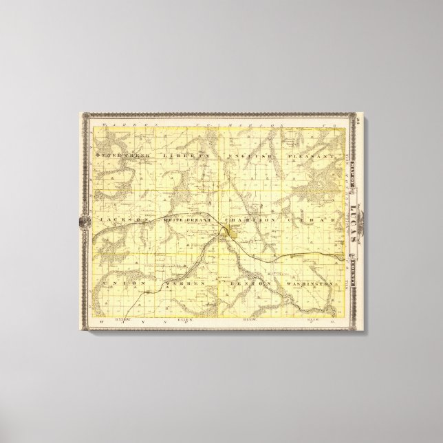 Lienzo Mapa del condado Lucas, estado de Iowa (Anverso)