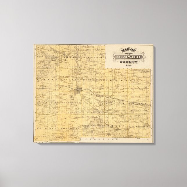 Lienzo Mapa del condado Olmsted, Minnesota (Anverso)